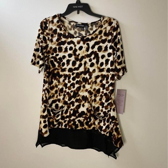 Womens Nina Leonard Cheetah Print Dress Top Size S NWT - Picture 1 of 4